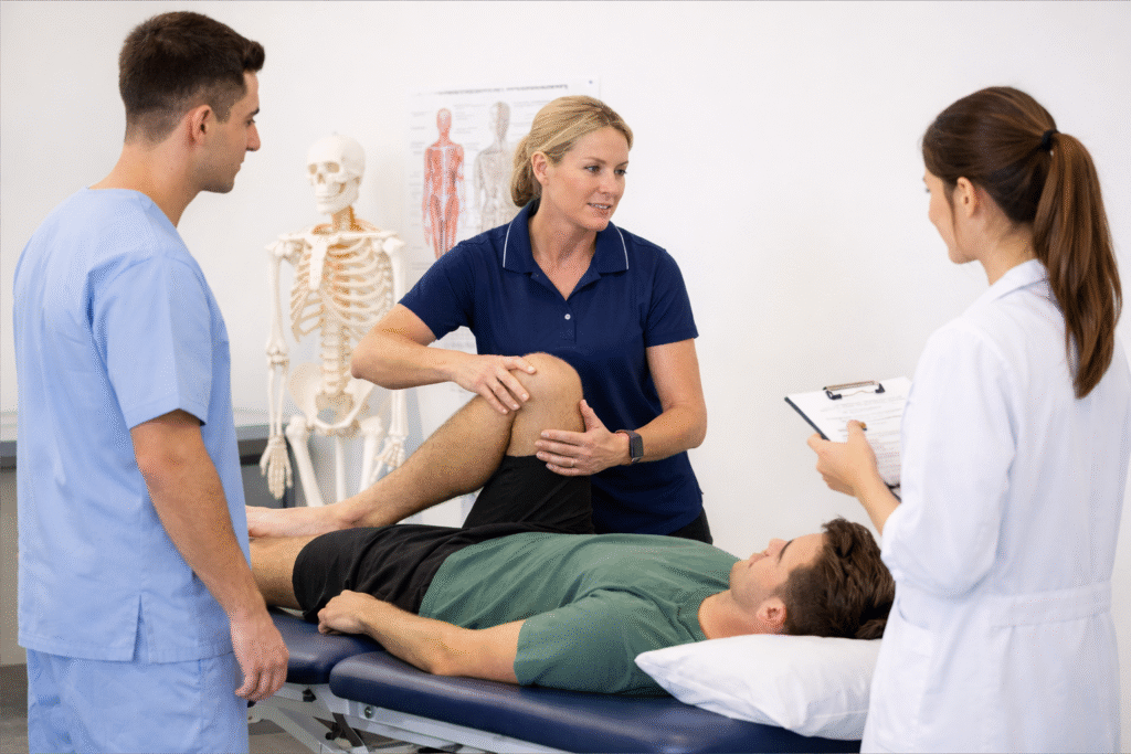 Physiotherapy training in progress